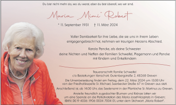 Anzeige von Maria Robert 