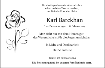 Anzeige von Karl Barckhan 
