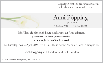 Anzeige von Anni Pöpping 