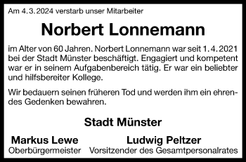 Anzeige von Norbert Lonnemann 