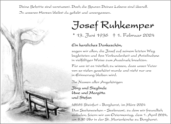 Anzeige von Josef Ruhkemper 