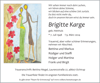 Anzeige von Brigitte Karge 