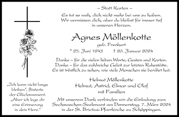 Anzeige von Agnes Möllenkotte 