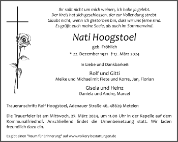 Anzeige von Nati Hoogstoel 