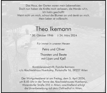 Anzeige von Theo Ikemann 