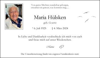 Anzeige von Maria Hülsken 