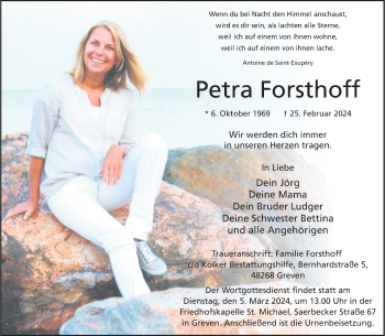 Anzeige von Petra Forsthoff 