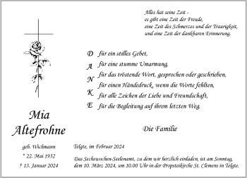 Anzeige von Mia Altefrohne 