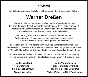 Anzeige von Werner Dreßen 