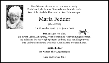 Anzeige von Maria Fedder 