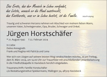Anzeige von Jürgen Horstschäfer 