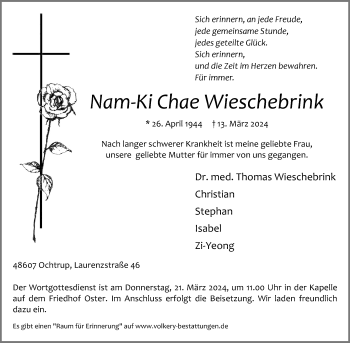 Anzeige von Nam-Ki Chae Wieschebrink 
