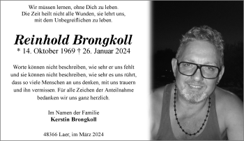 Anzeige von Reinhold Brongkoll 