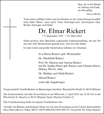 Anzeige von Dr. Elmar Rickert 