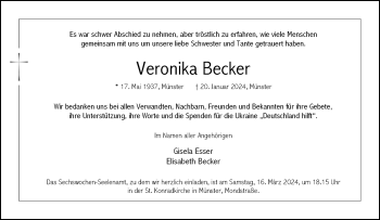 Anzeige von Veronika Becker 