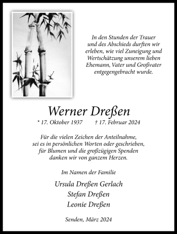 Anzeige von Werner Dreßen 