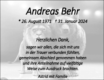 Anzeige von Andreas Behr 