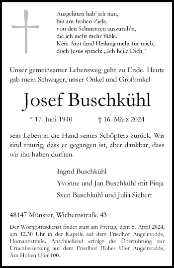 Anzeige von Josef Buschkühl 