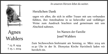 Anzeige von Agnes Wahlers 