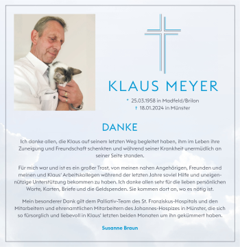 Anzeige von Klaus Meyer 