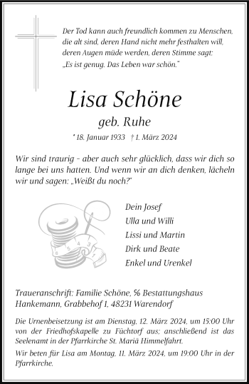 Anzeige von Lisa Schöne 