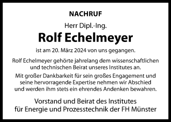 Anzeige von Rolf Echelmeyer 