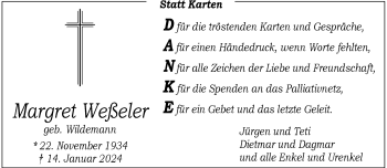 Anzeige von Margret Weßeler 