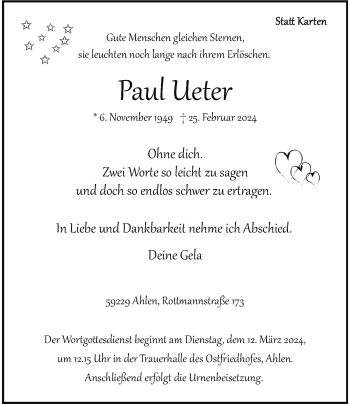 Anzeige von Paul Ueter 
