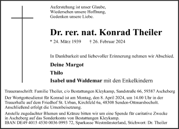 Anzeige von Dr. rer. nat. Konrad Theiler 