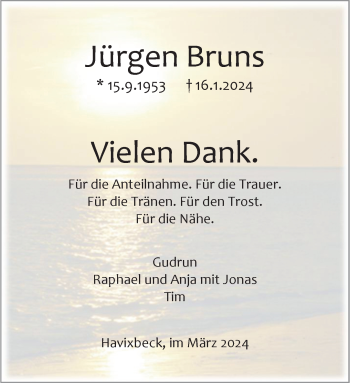 Anzeige von Jürgen Bruns 