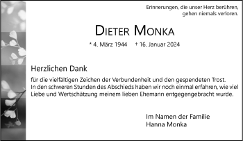 Anzeige von Dieter Monka 
