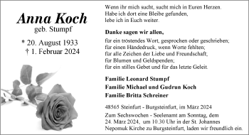 Anzeige von Anna Koch 