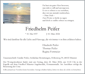 Anzeige von Friedhelm Peifer 