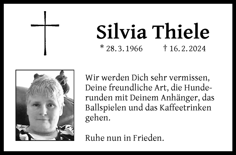  Traueranzeige für Silvia Thiele vom 02.03.2024 aus 