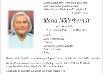 Anzeige von Maria Möllerberndt 