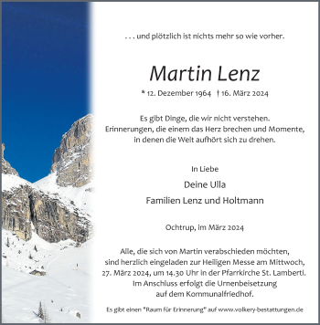Anzeige von Martin Lenz 
