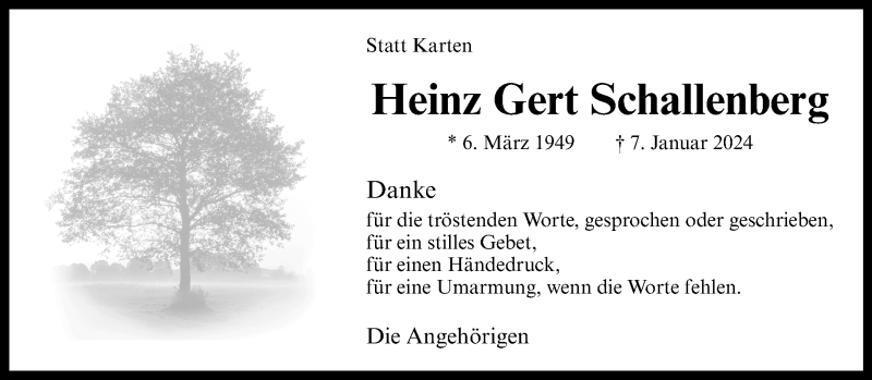  Traueranzeige für Heinz Gert Schallenberg vom 02.03.2024 aus 