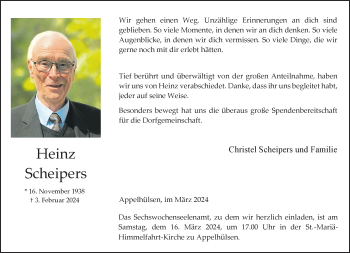 Anzeige von Heinz Scheipers 