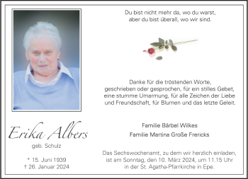 Anzeige von Erika Albers 