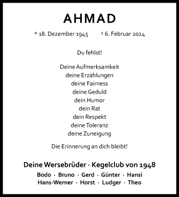 Anzeige von Ahmad  