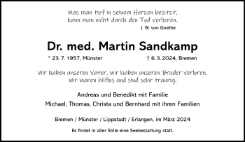 Anzeige von Dr. med. Martin Sandkamp 