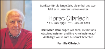 Anzeige von Horst Olbrisch 