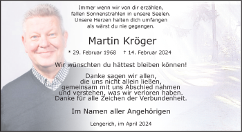 Anzeige von Martin Kröger 