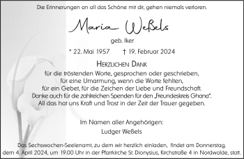 Anzeige von Maria Weßels 