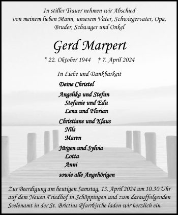 Anzeige von Gerd Marpert 