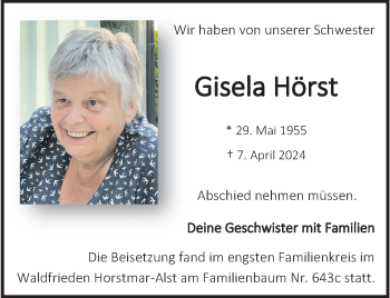 Anzeige von Gisela Hörst 