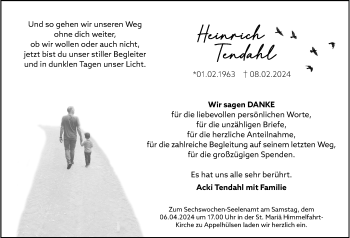Anzeige von Heinrich Tendahl 