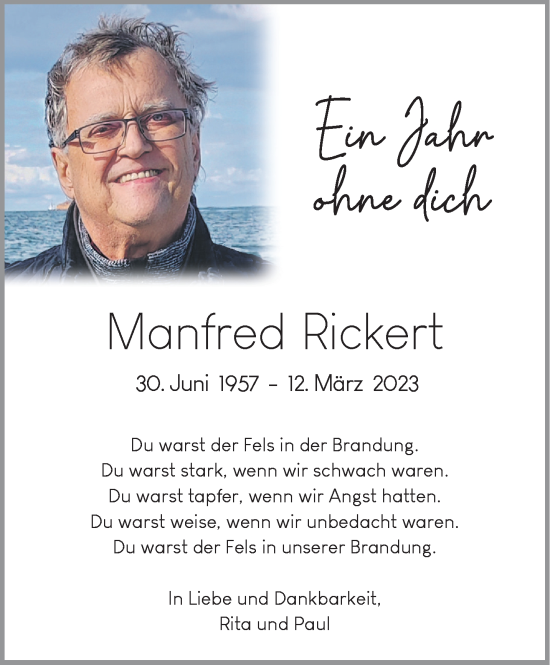 Anzeige von Manfred Rickert von Westfälische Nachrichten