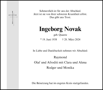 Anzeige von Ingeborg Novak 