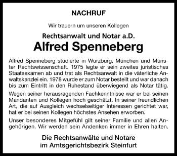 Anzeige von Alfred Spenneberg 